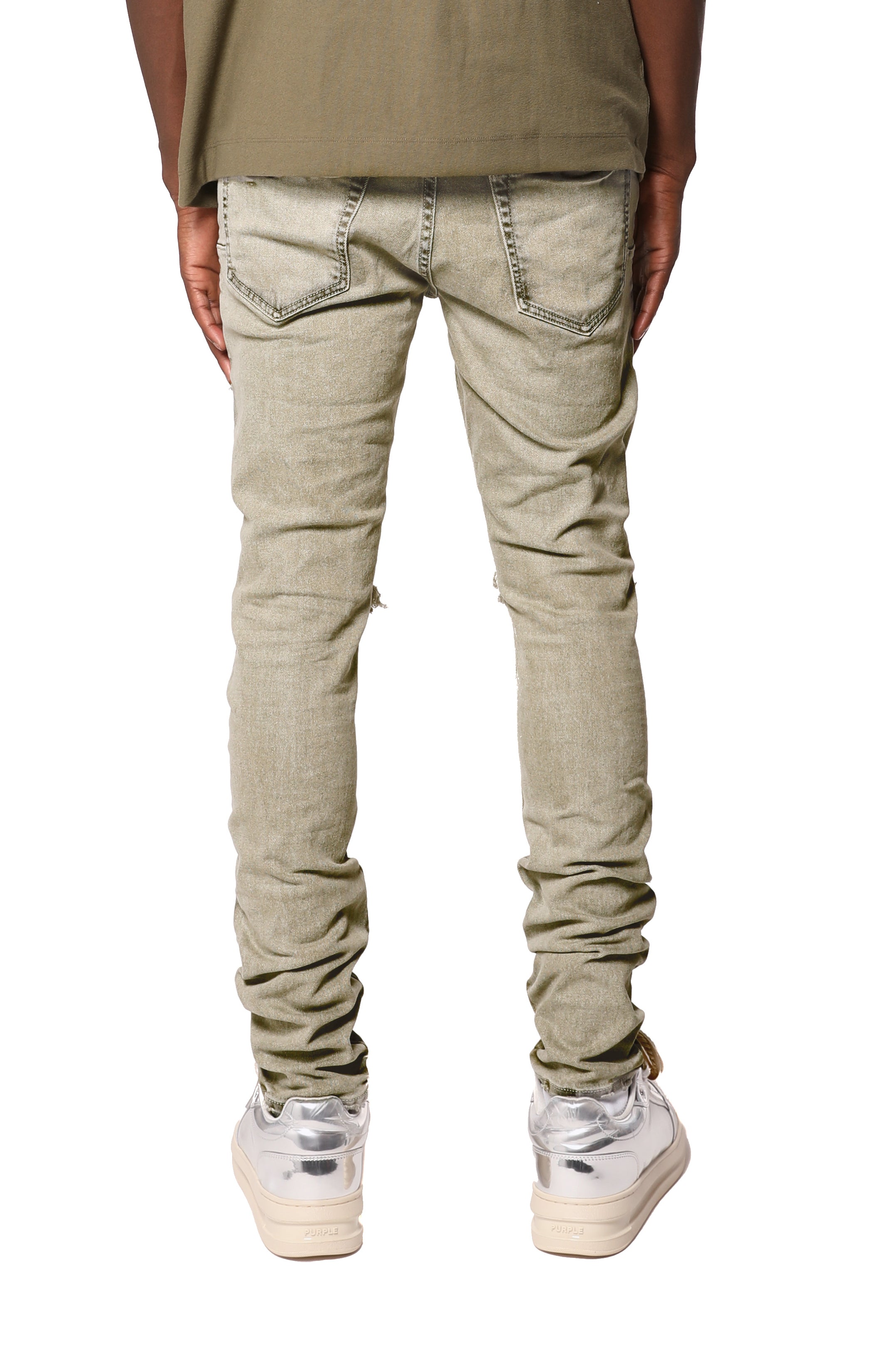 PURPLE BRAND Skinny Coated Seam Jeans – Green