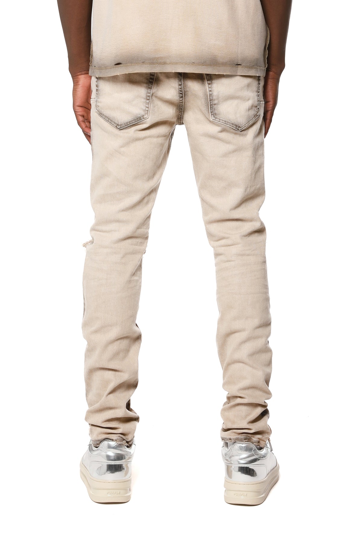 PURPLE BRAND Skinny Coated Seam Jeans – Tan