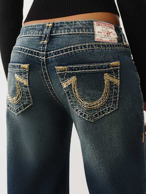True Religion Bobbi Low Rise Lurex Super T Baggy Women's Jean - Dark Wash