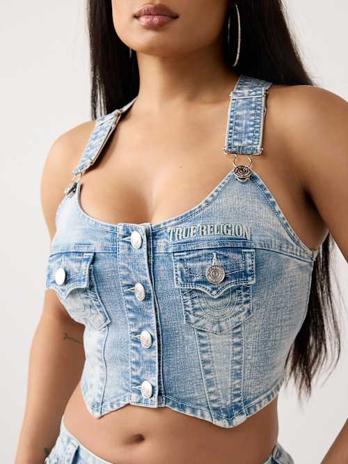 True Religion Button Overalls Women- Cropped