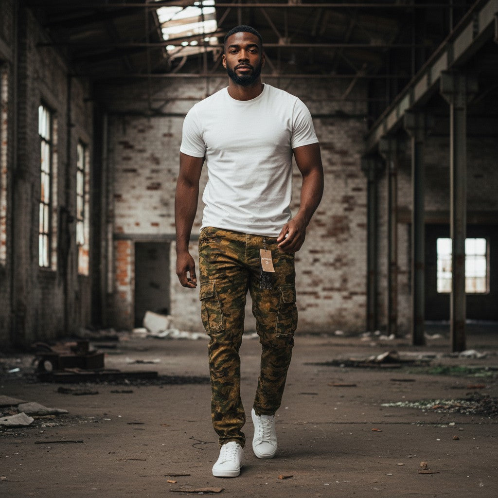 Red Poppy Skinny Denim Cargo Pants - Camouflage