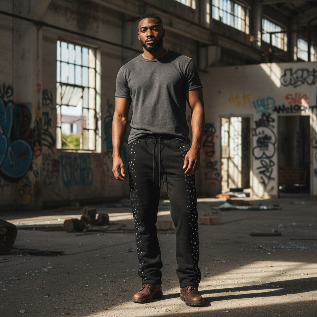 Red Poppy Sweatpants - Black