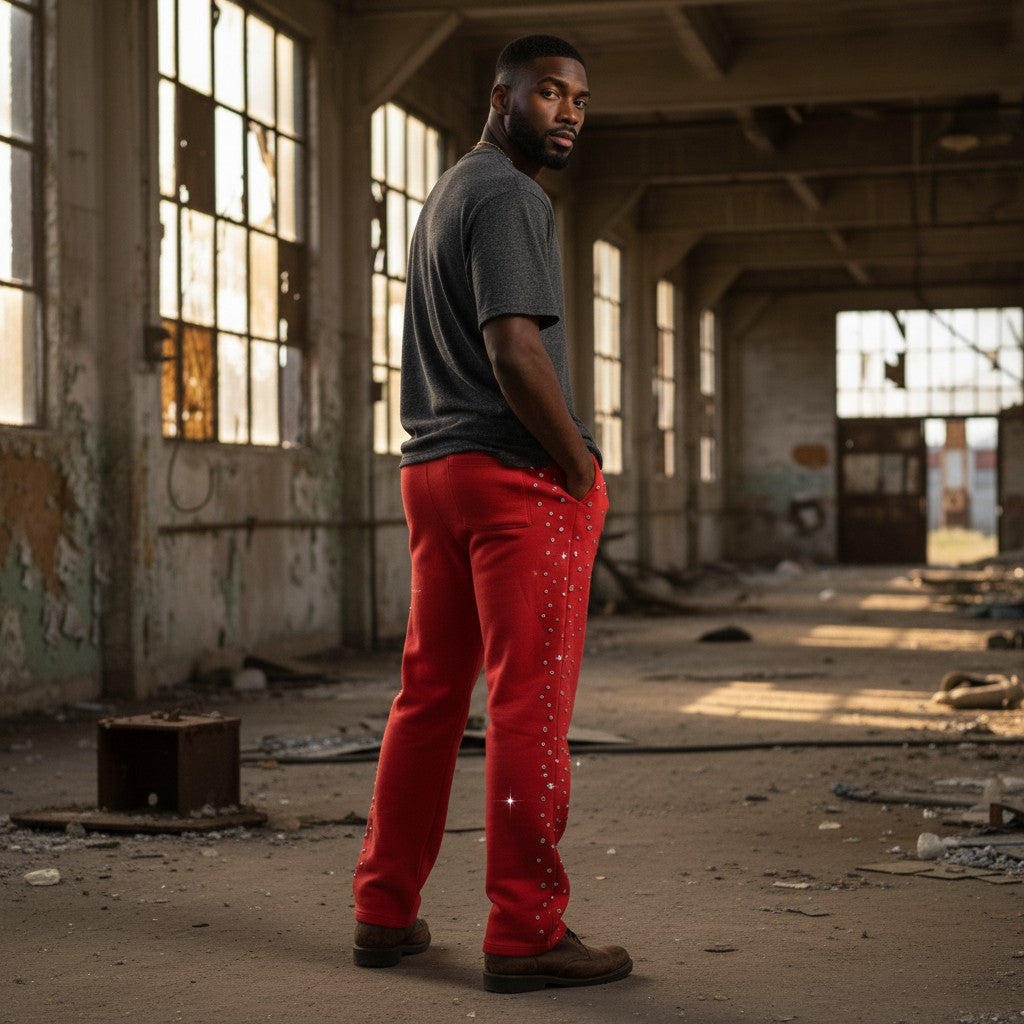 Red Poppy Sweatpants - Vibrant Red Color