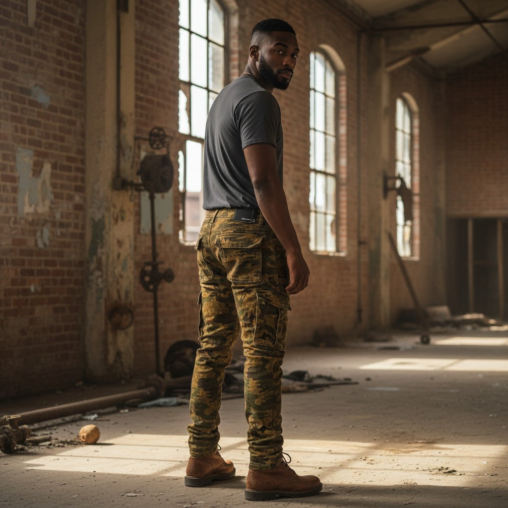 Red Poppy Skinny Denim Cargo Pants - Camouflage