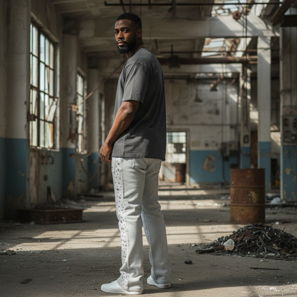 Red Poppy Sweatpants - Gray