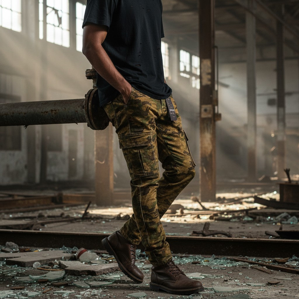 Red Poppy Skinny Denim Cargo Pants - Camouflage