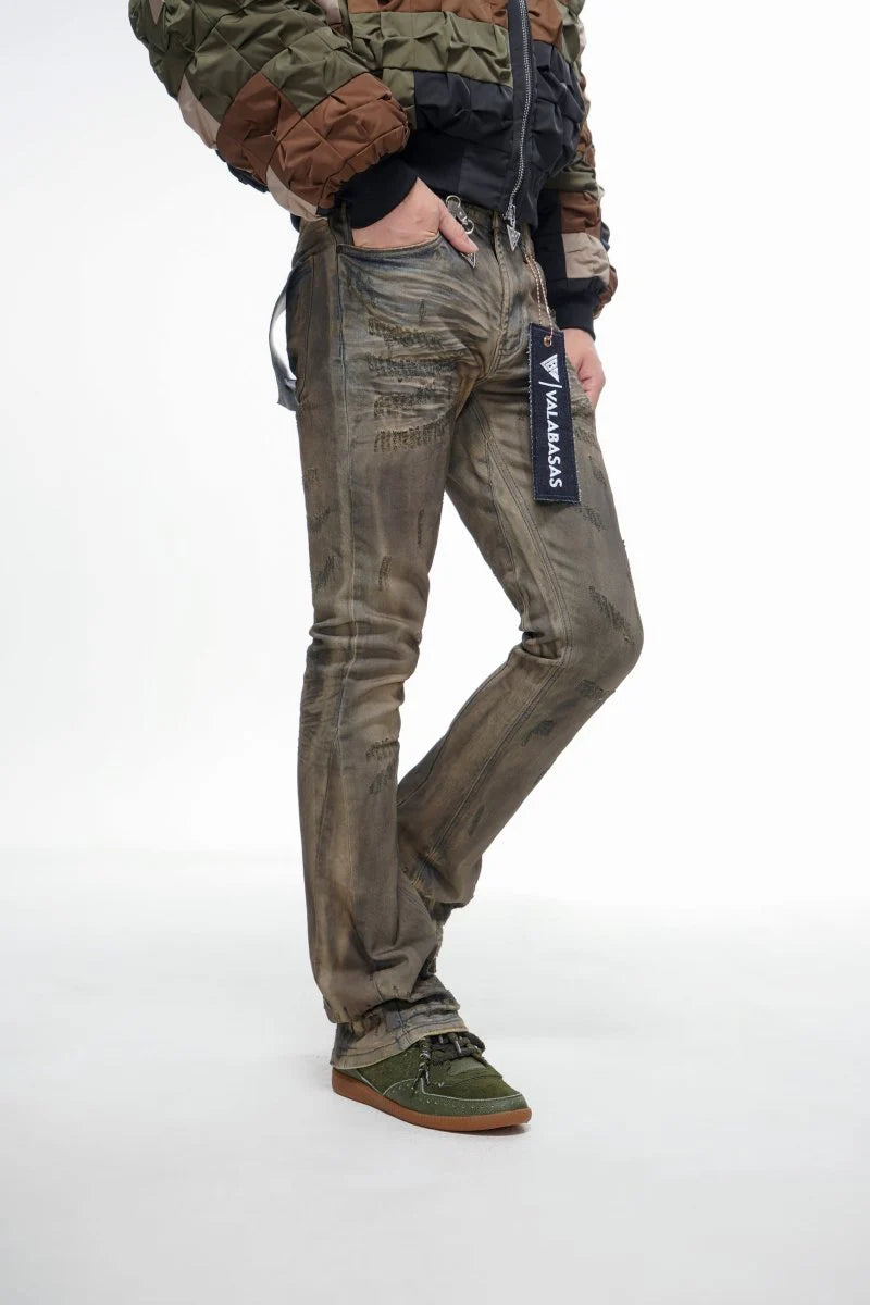 Valabasas Distressed Jeans - Brown