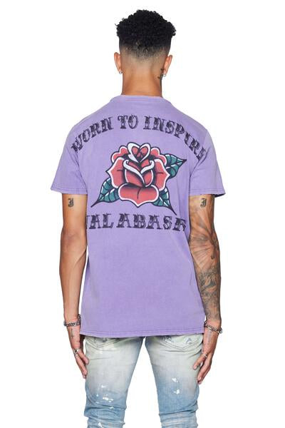 0242WILL87 "ANCHORED TAT" TEE VINTAGE PURPLE