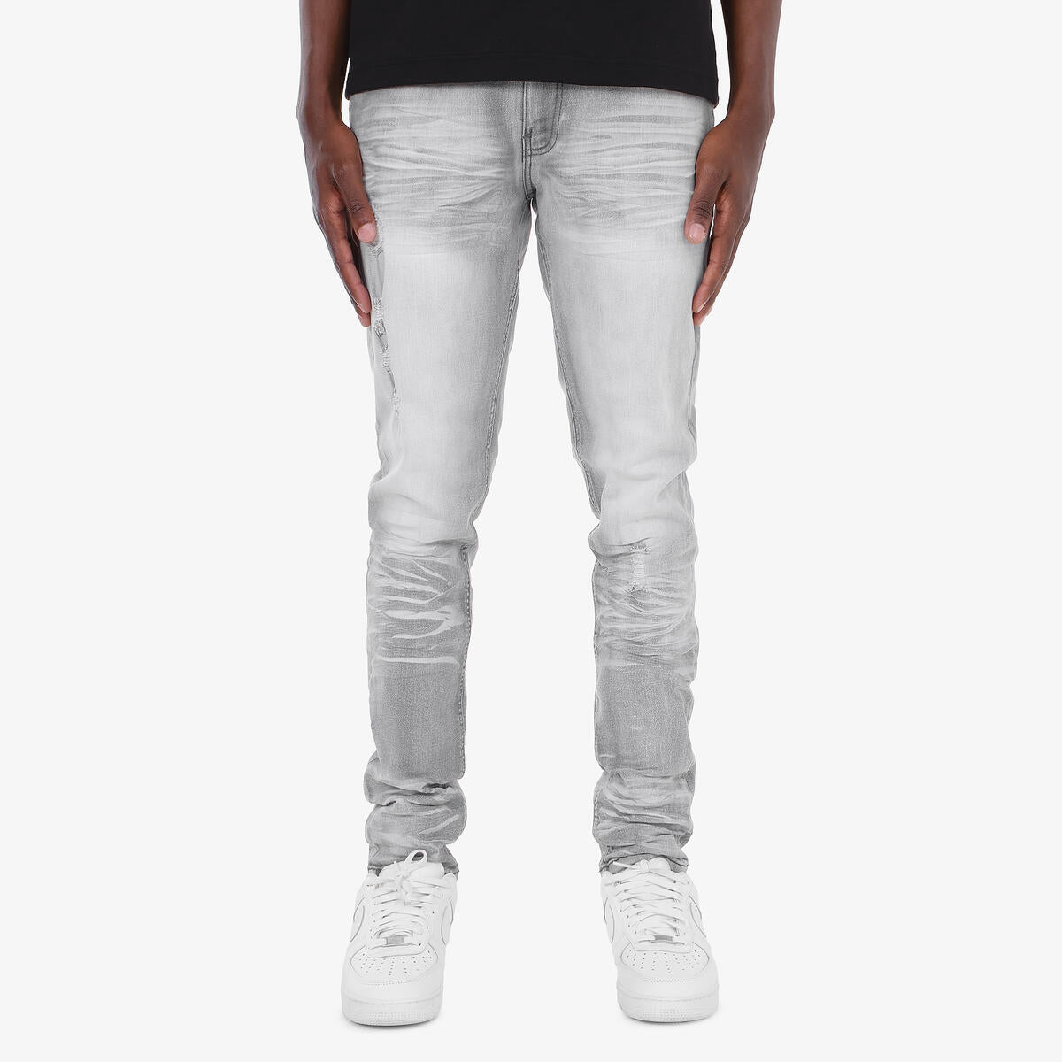 Copper Rivet Stacked Jeans - Distressed