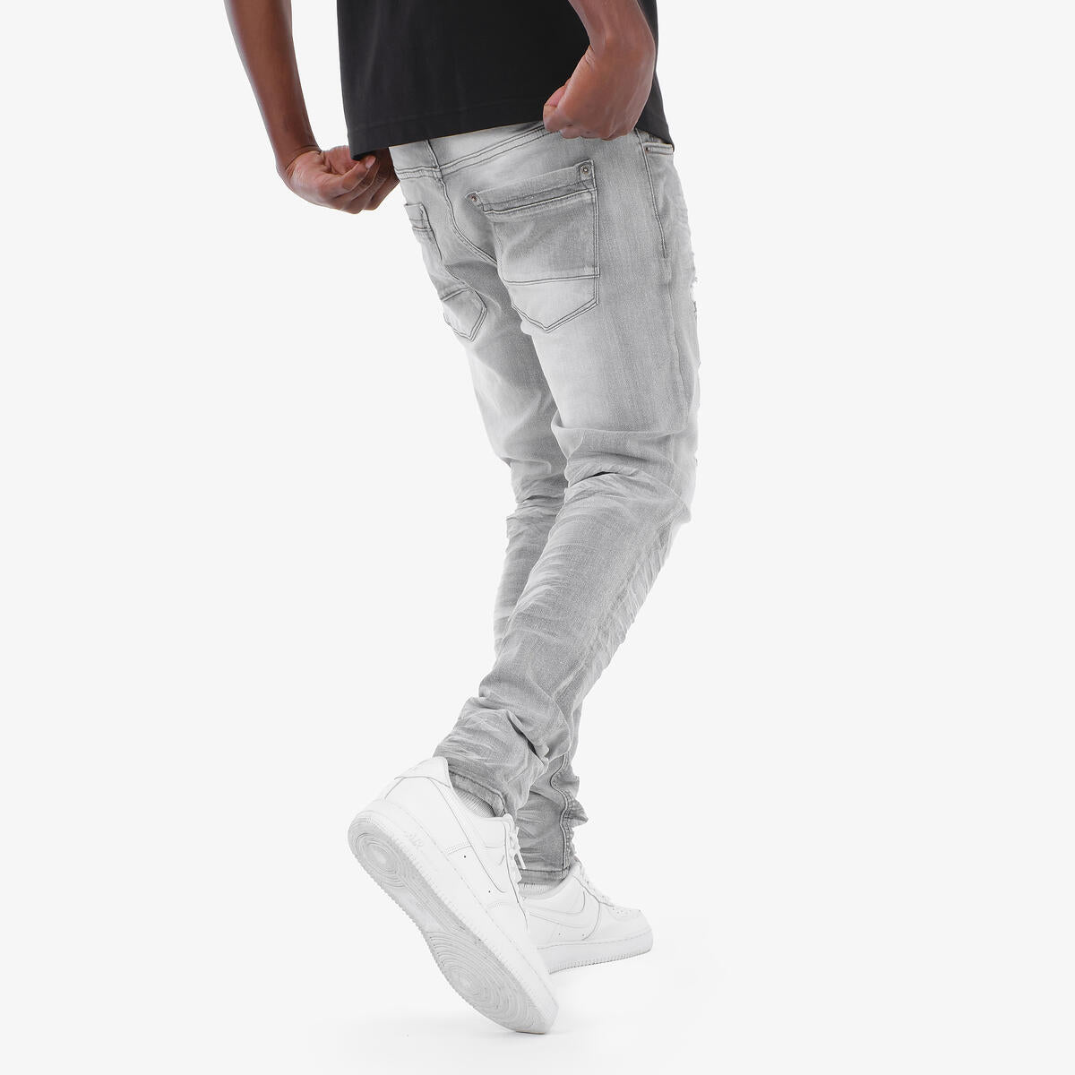 Copper Rivet Stacked Jeans - Distressed
