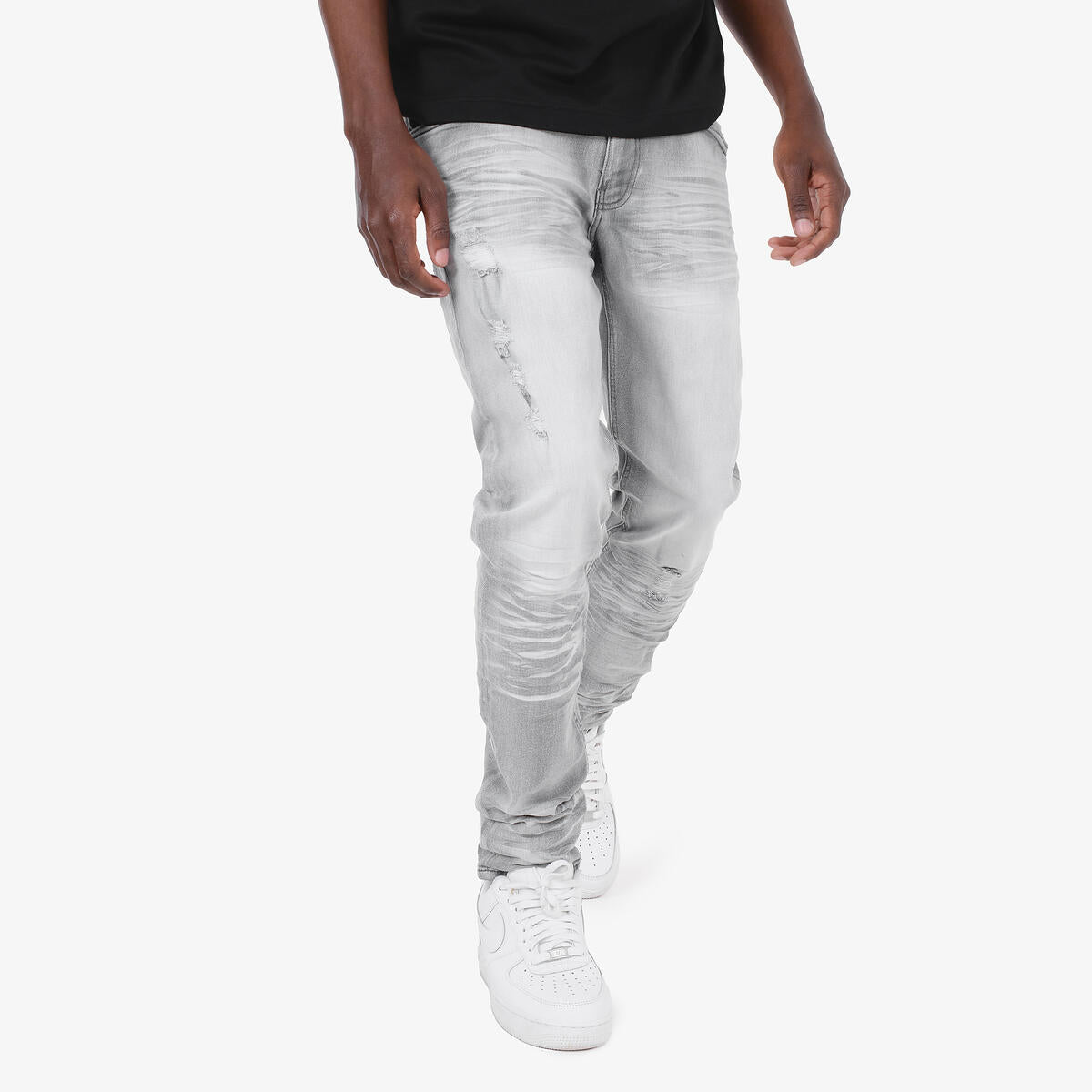 Copper Rivet Stacked Jeans - Distressed