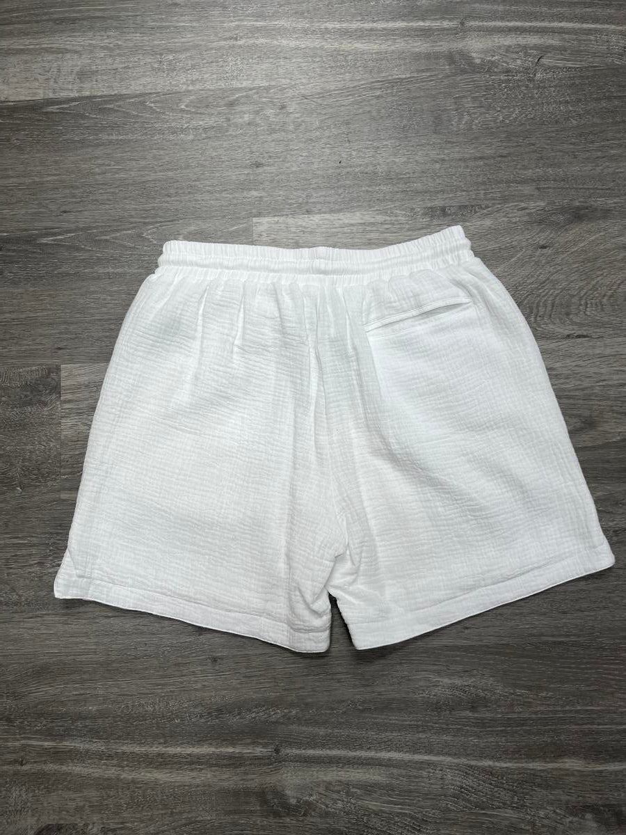 6TH-S2701 "NBRHD PIZZA" SHORTS-WHITE