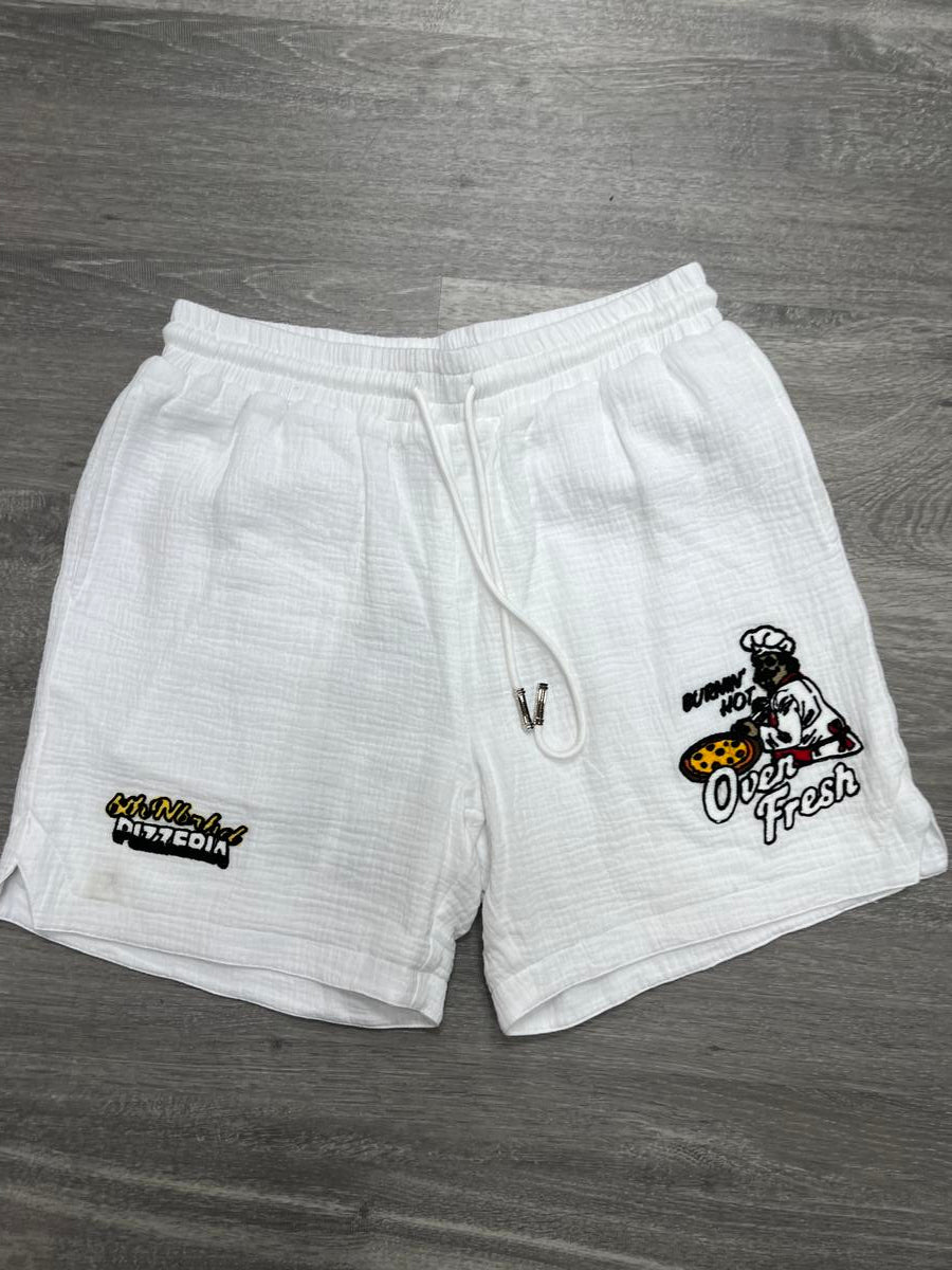 6TH-S2701 "NBRHD PIZZA" SHORTS-WHITE