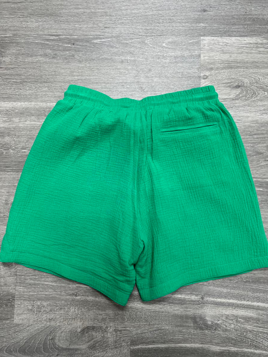 6TH-S2701 "NBRHD PIZZA" SHORTS - GREEN