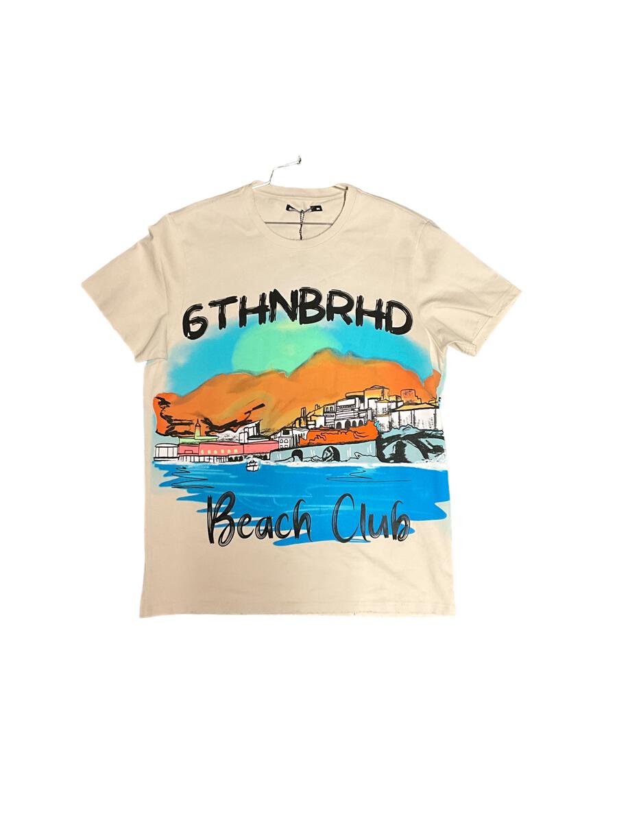 6TH-T30002 "BEACH CLUB" TEE CREAM