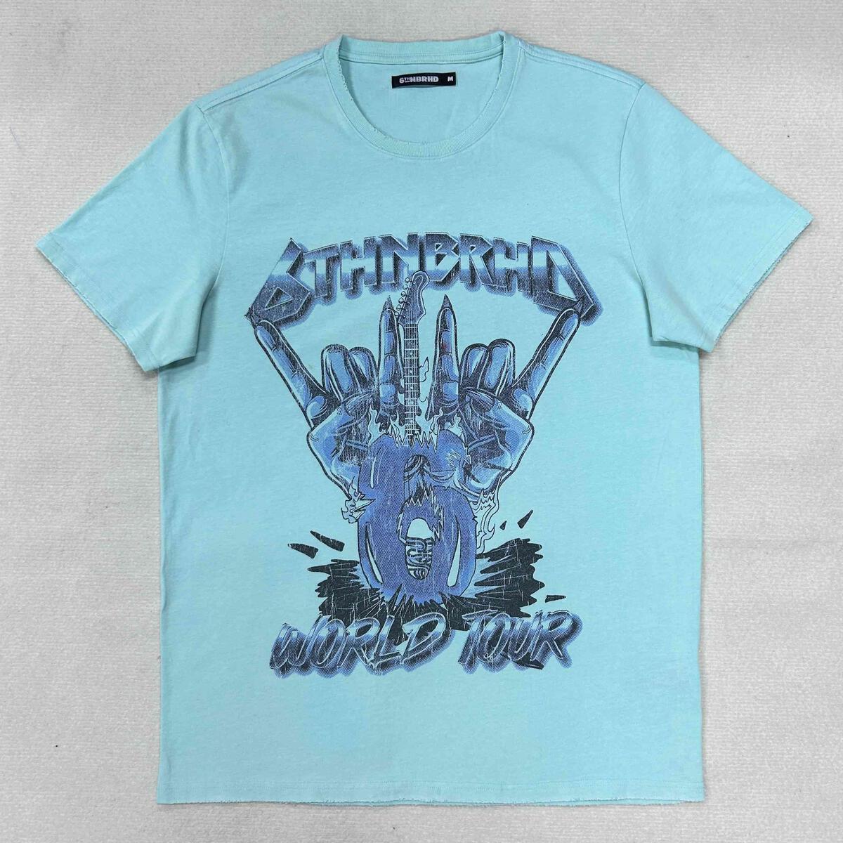 6TH-T2902 "HEAVY METAL" TEE AQUA