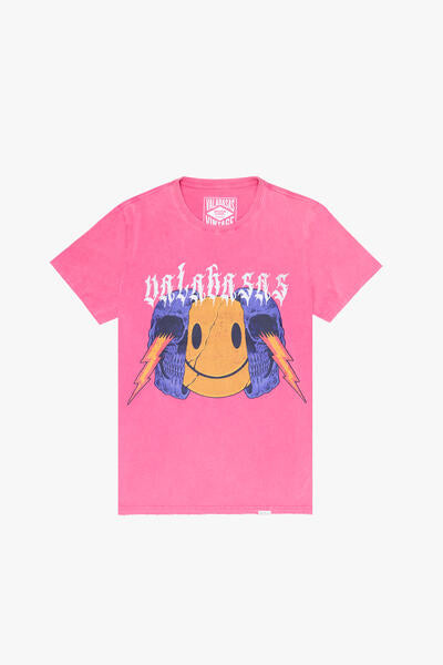 VLBS9010 KEEP SMILING TEE VINTAGE CARMINE ROSE