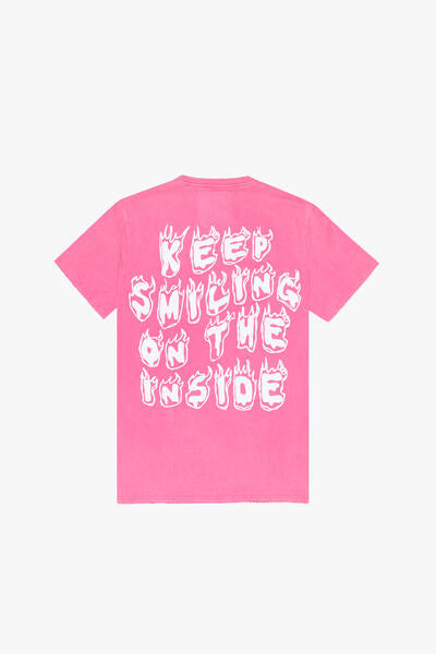 VLBS9010 KEEP SMILING TEE VINTAGE CARMINE ROSE