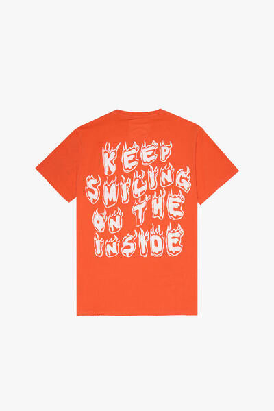 VLBS9010 KEEP SMILING TEE VINTAGE FLAME ORANGE