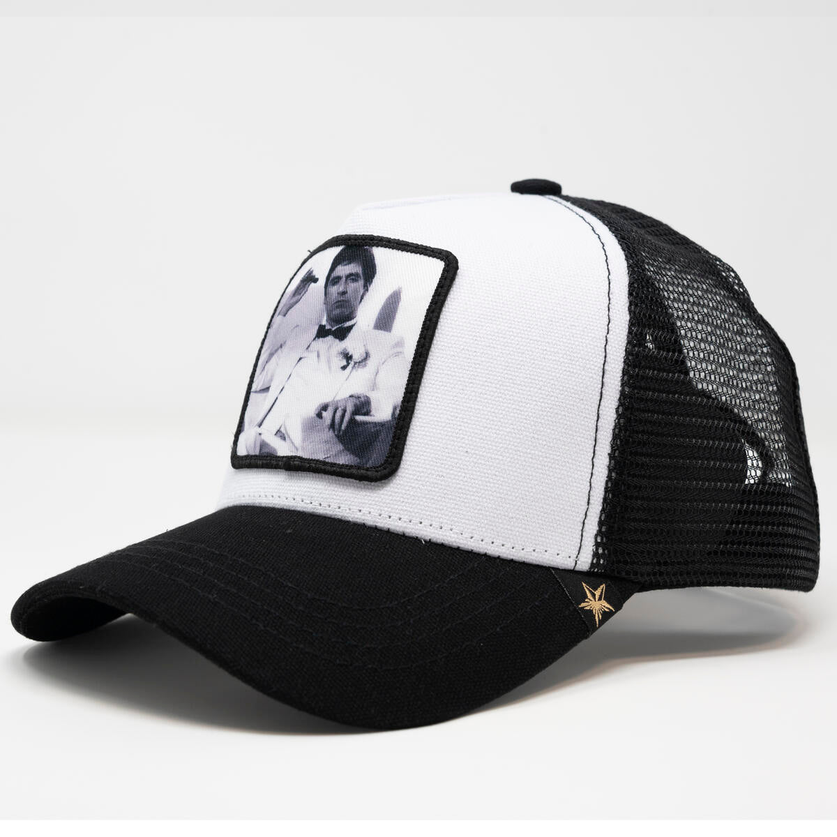 Gold Star Style Scarface Trucker Hat – Black/White