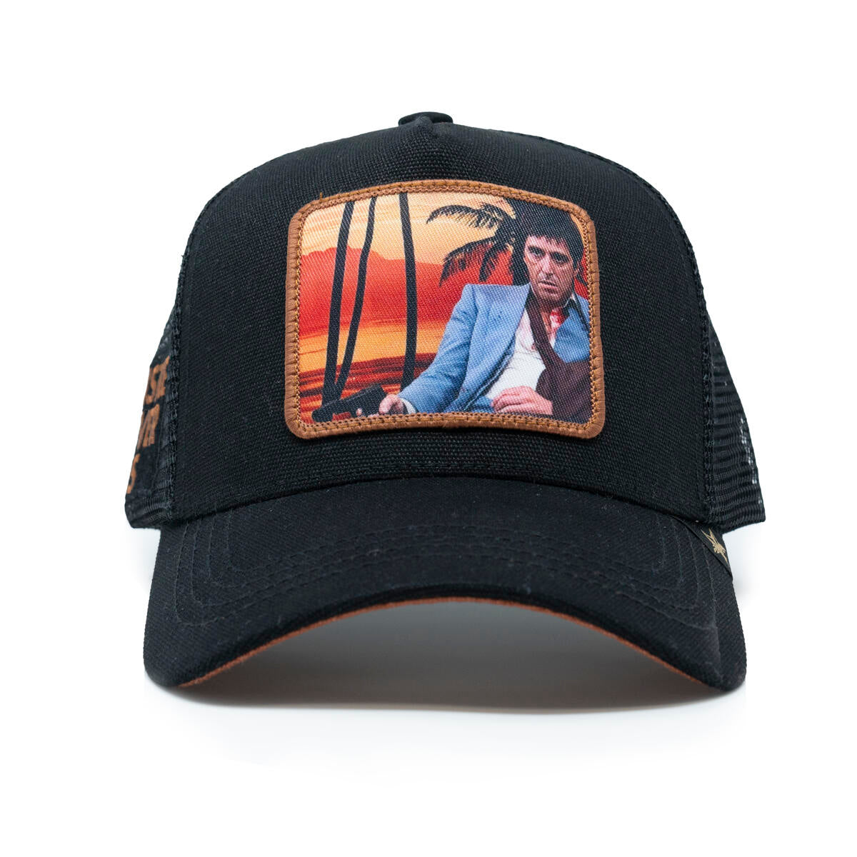 Gold Star Style Scarface Graphic Black Trucker Hat