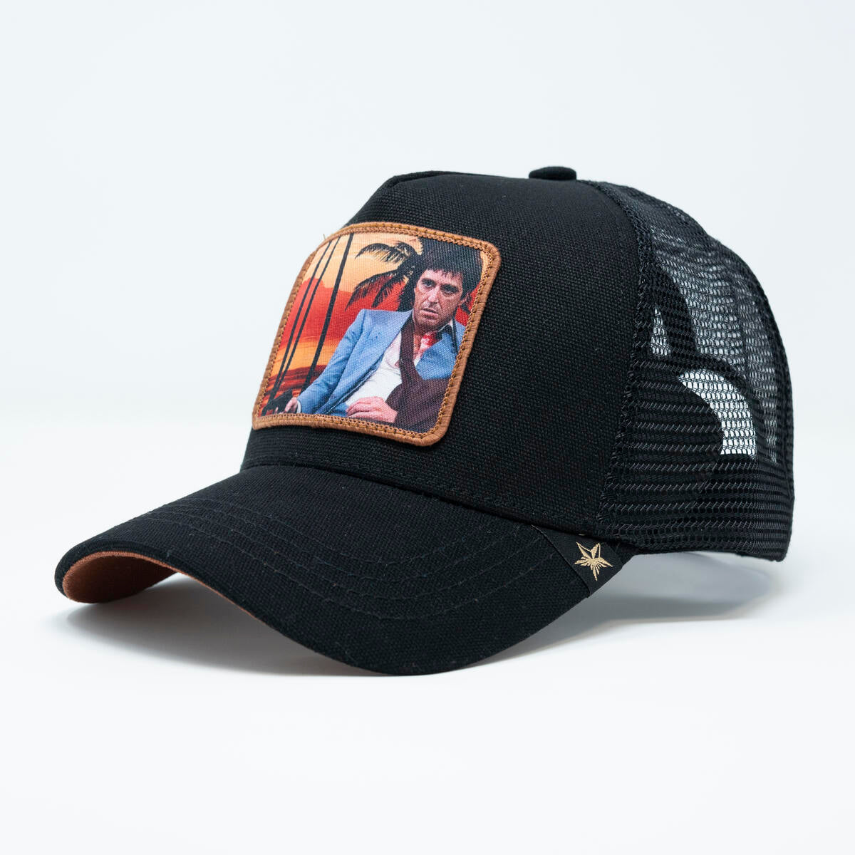 Gold Star Style Scarface Graphic Black Trucker Hat