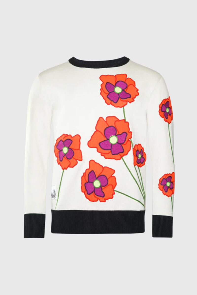 OPIUM-SWT OPIUM POPPY FLOWER SWEATER CREAM