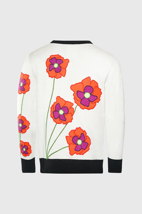 OPIUM-SWT OPIUM POPPY FLOWER SWEATER CREAM