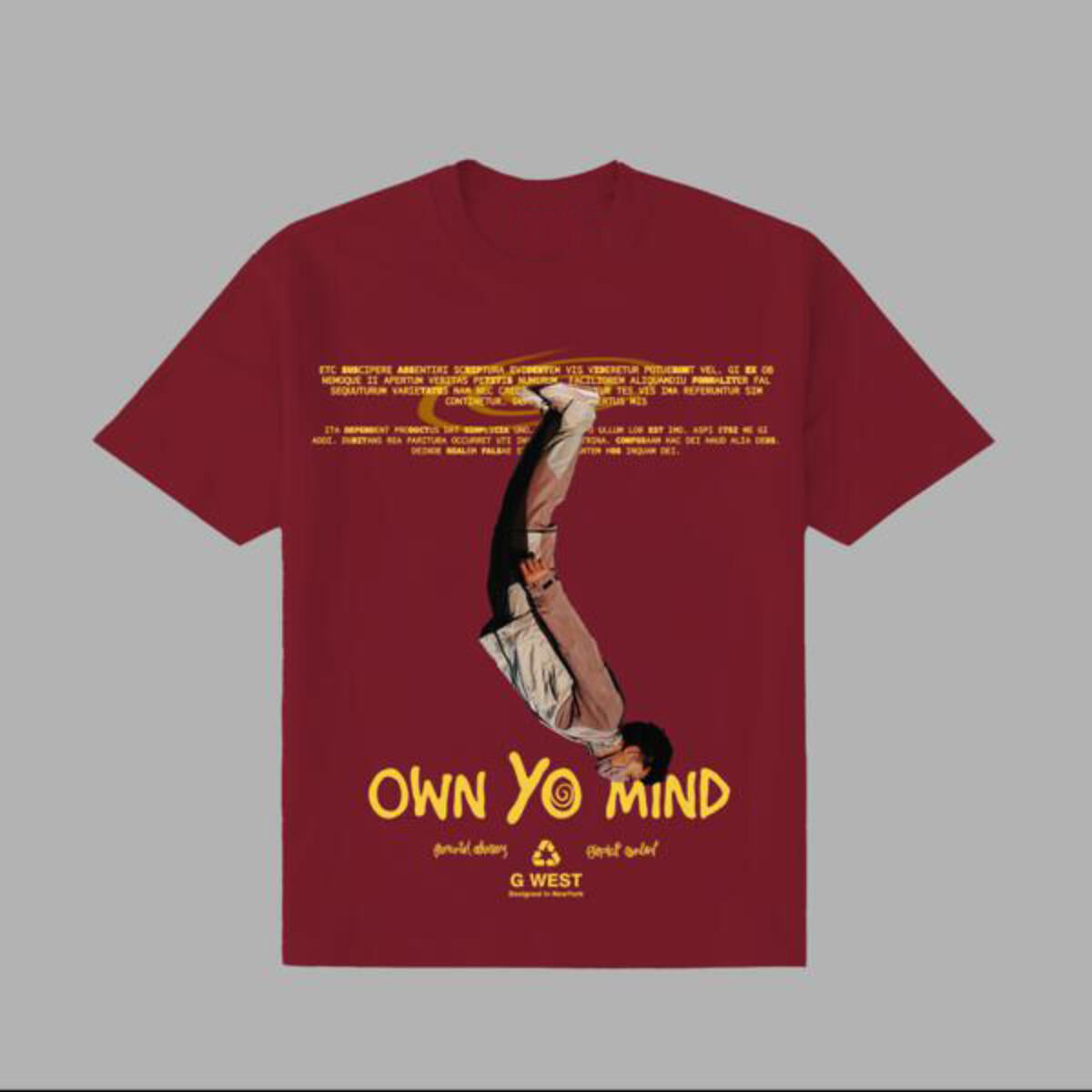 GWPBAST4014 OWN YO MIND T-SHIRT BURGUNDY TAN