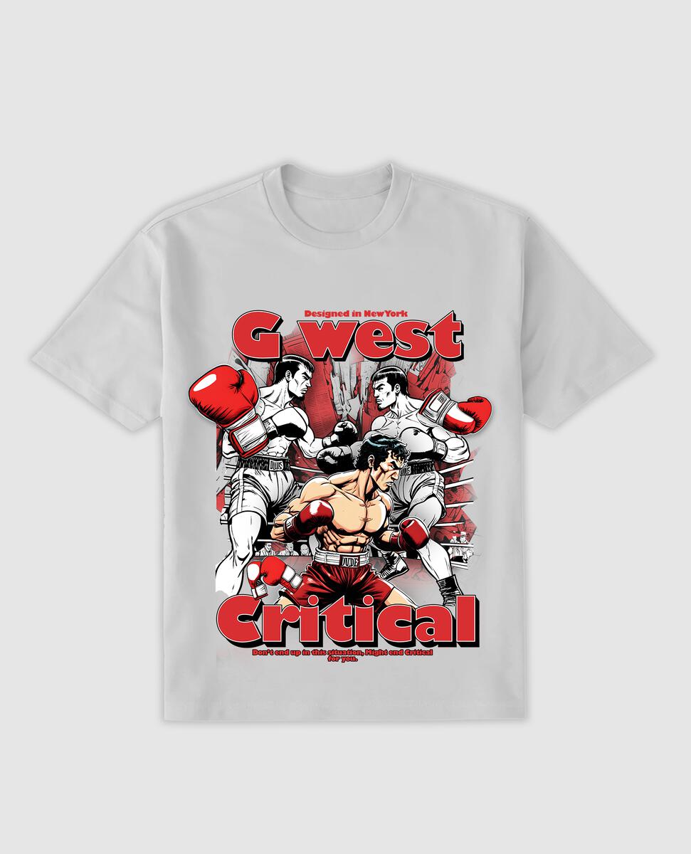 GWPPT9042 G WEST CRITICAL T SHIRT GREY VOILET/RED