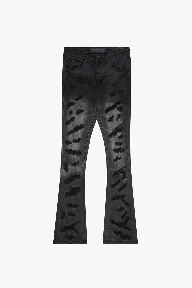 VLBSST004 BRIGGS BLACK GREY FLARED JEAN BLKGREY