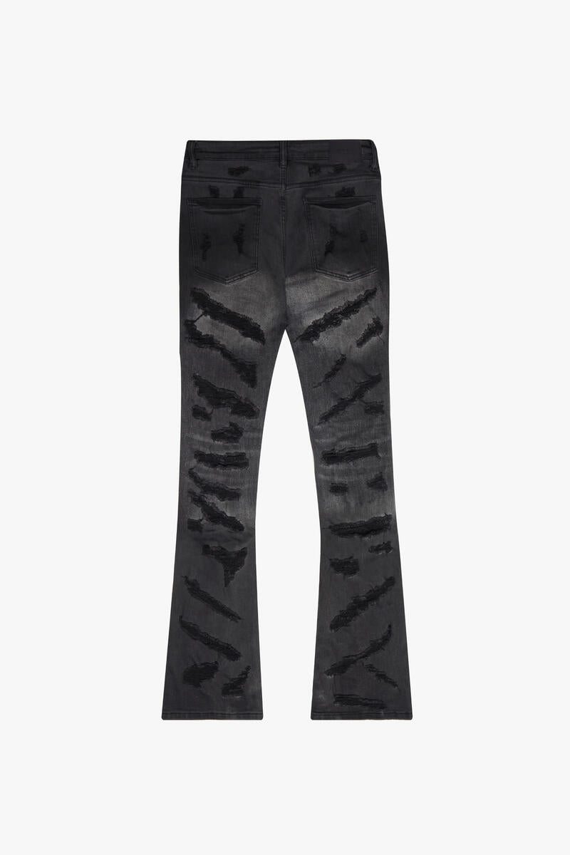 VLBSST004 BRIGGS BLACK GREY FLARED JEAN BLKGREY