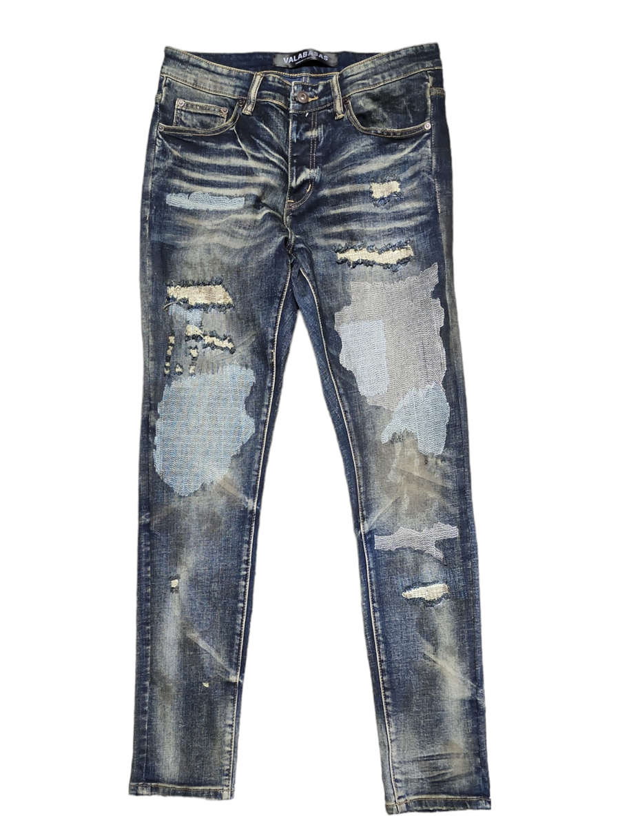 "SLEDGE" VINTAGE BLUE WASH SKINNY JEAN