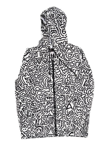 VLBS-JK-21 "DOODLE" BLACK WHITE JACKET WHITE ON BLACK