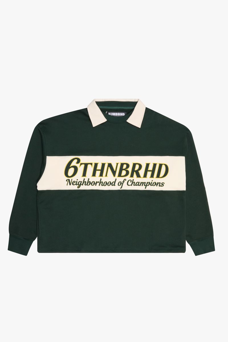 6TH-W3703 "PREPPY" COLLARED CREWNECK GREEN