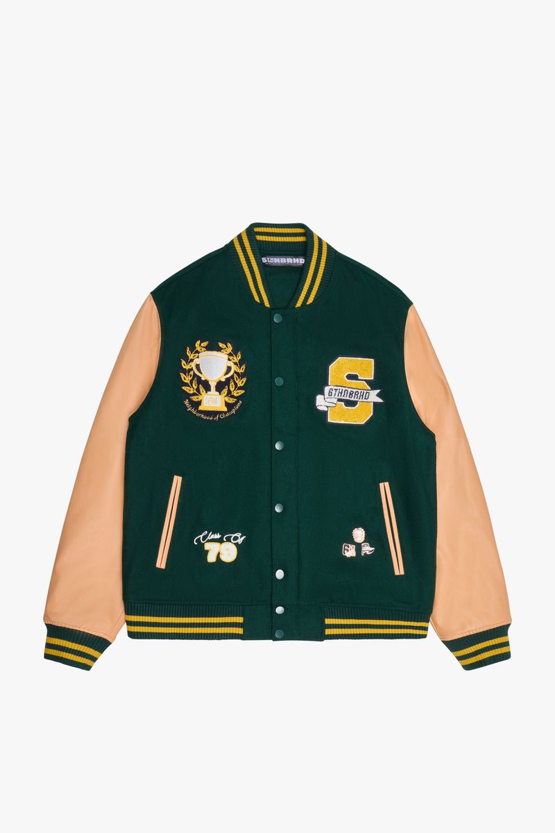 6TH-J3701 "IVY" VARSITY JACKET GREEN