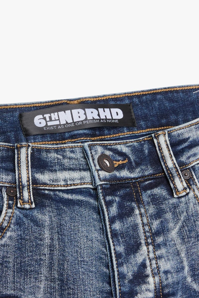 6TH-D3601 "PIECE" DENIM SKINNY BLUEWASH