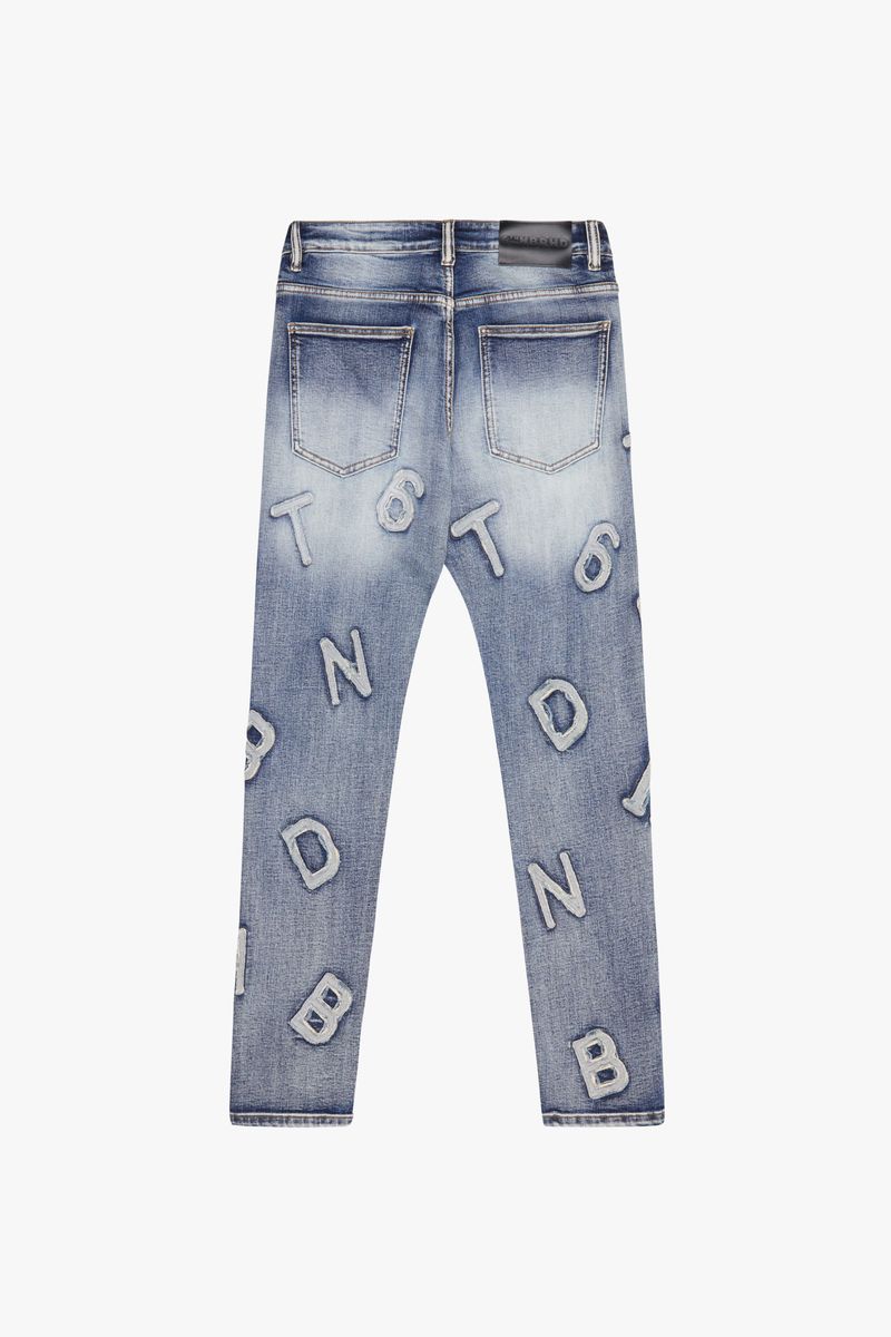 6TH-D3601 "PIECE" DENIM SKINNY BLUEWASH