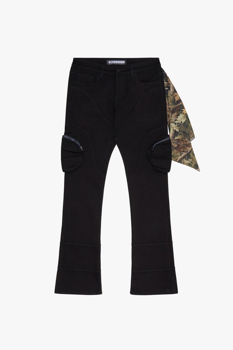 6TH-D3101 "RAFT" DENIM STACKED BLACK