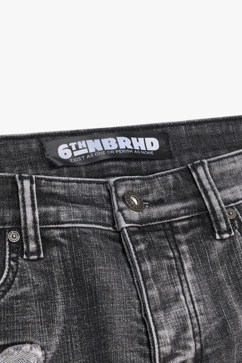 6TH-D3601 "PIECE" DENIM SKINNY GREYWASH