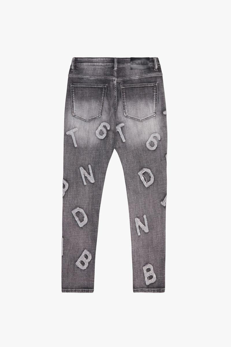 6TH-D3601 "PIECE" DENIM SKINNY GREYWASH