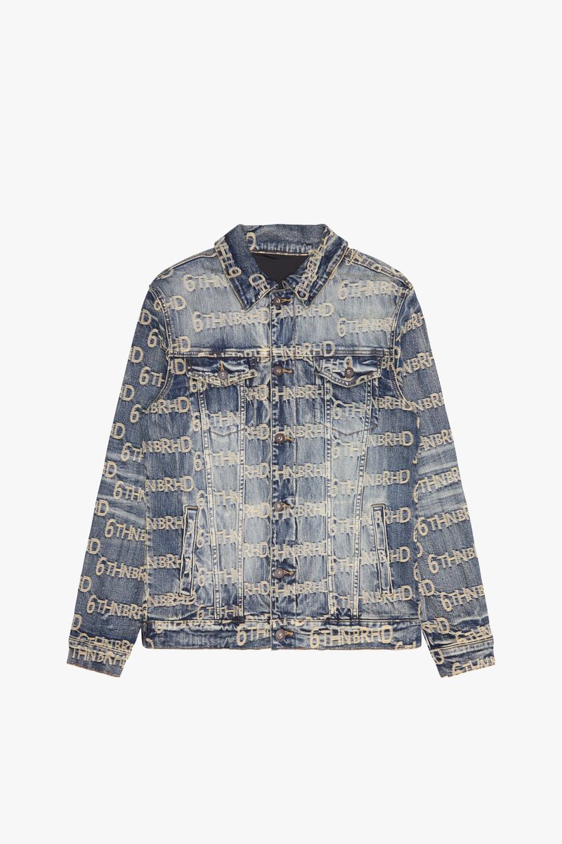 6TH-J3402 EMBEDDED DENIM JACQUARD JACKET BLUWASH