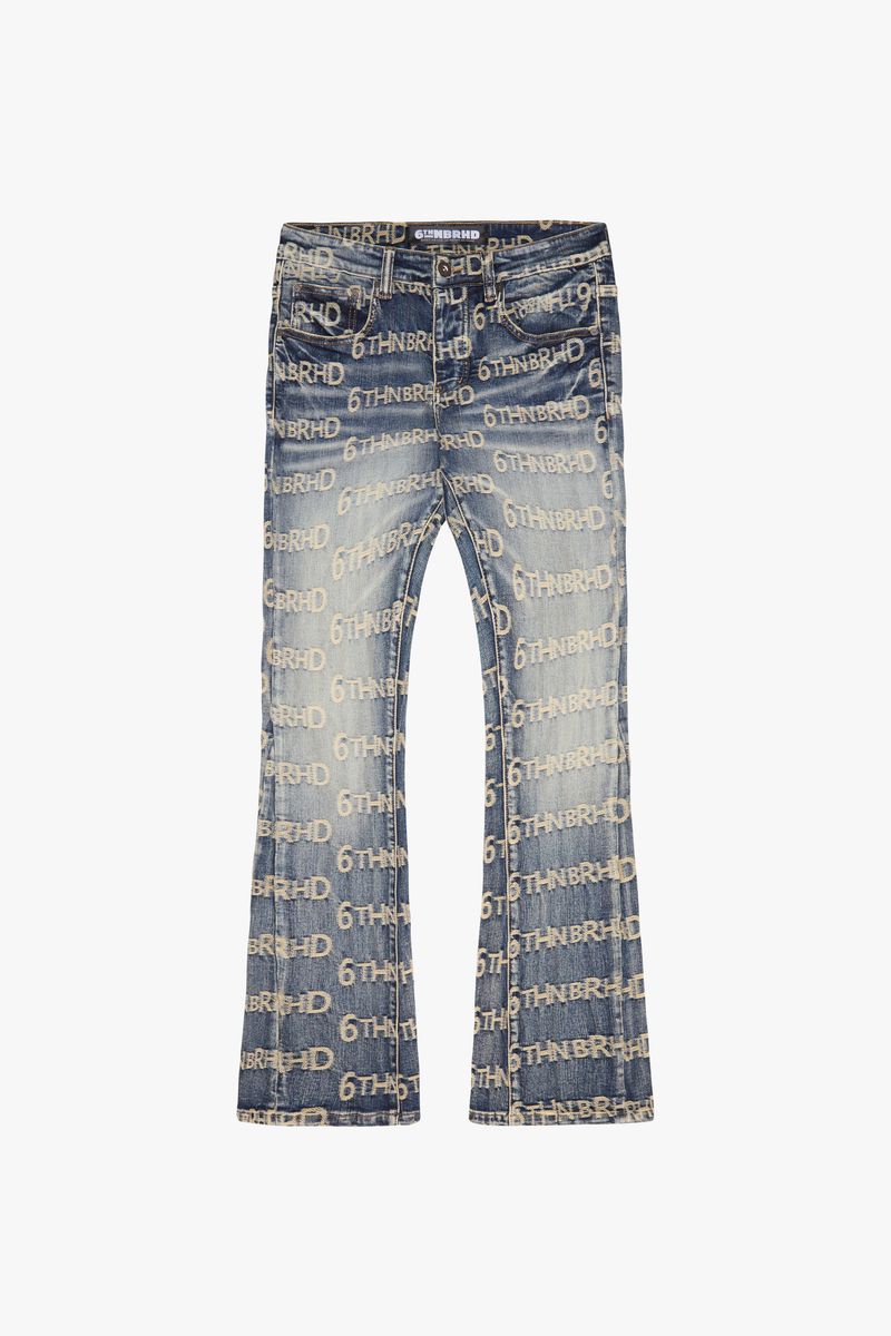 "ITALIC" DENIM JACQUARD STACKED - BLUE WASH