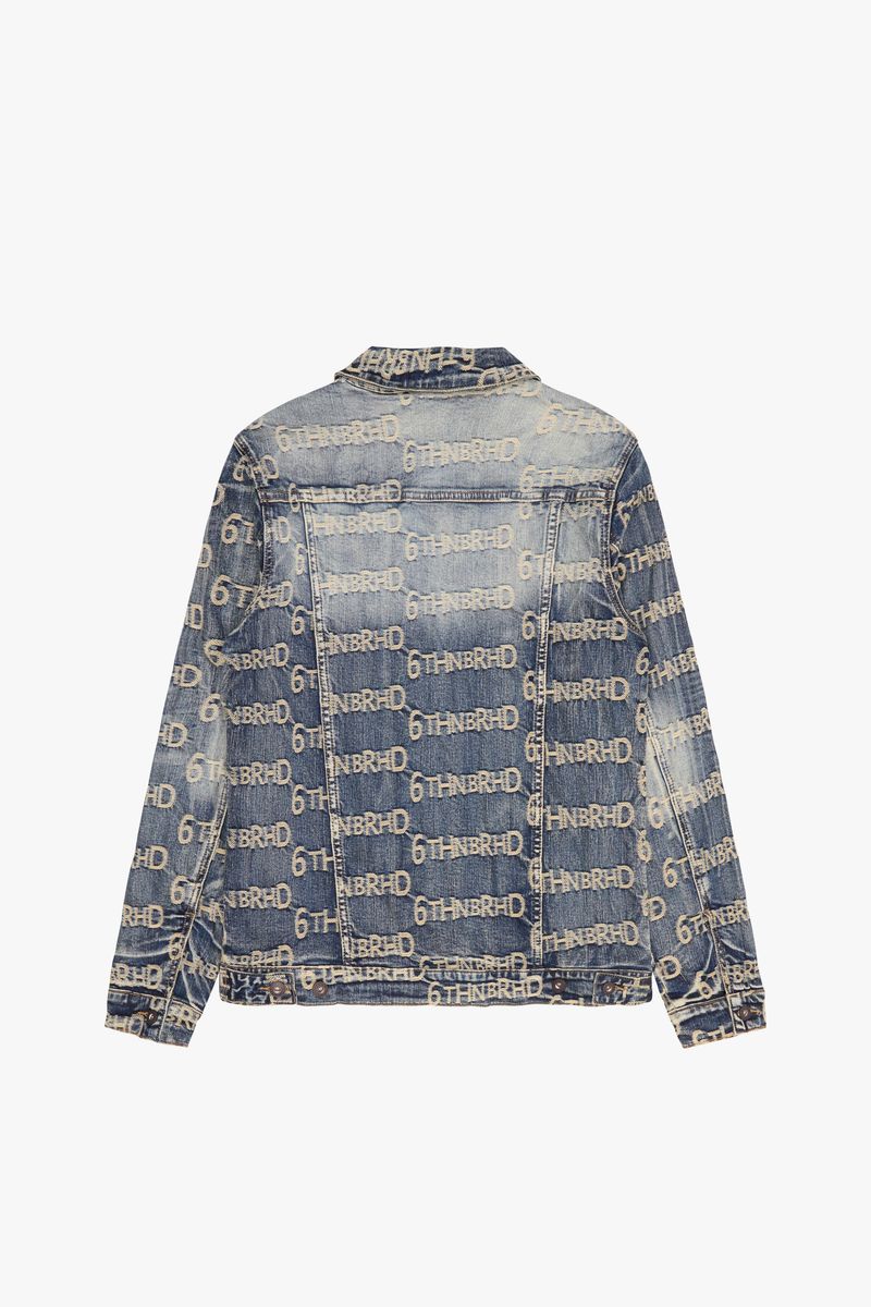 6TH-J3402 EMBEDDED DENIM JACQUARD JACKET BLUWASH