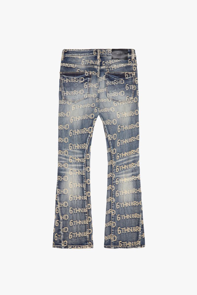 6TH-D3402 ITALIC DENIM JACQUARD STACKED BLUWASH