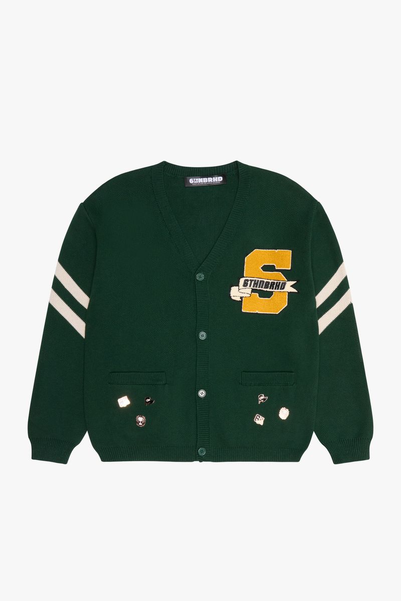 6TH-W3702 "EURO" CARDIGAN GREEN