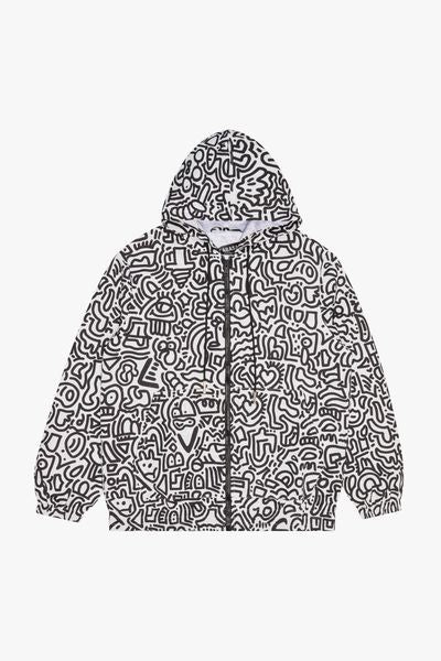 VLBS-JK-21 "DOODLE" BLACK WHITE JACKET WHITE ON BLACK