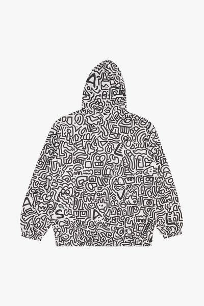 VLBS-JK-21 "DOODLE" BLACK WHITE JACKET WHITE ON BLACK