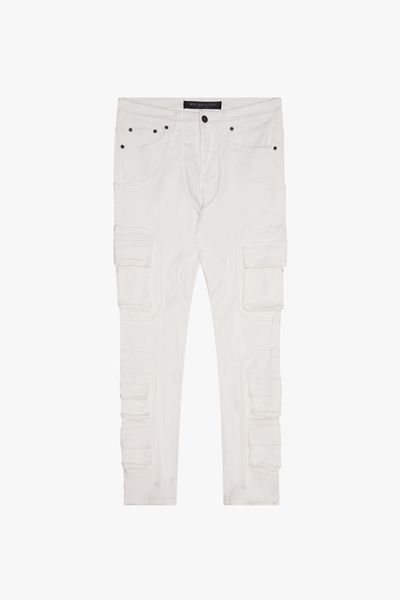 "POCKET TRAIL" SKINNY DENIM WHITE