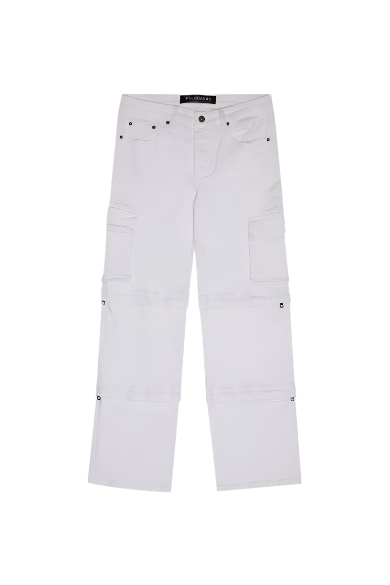 "BLOCK STITCH" WHITE BAGGY JEAN